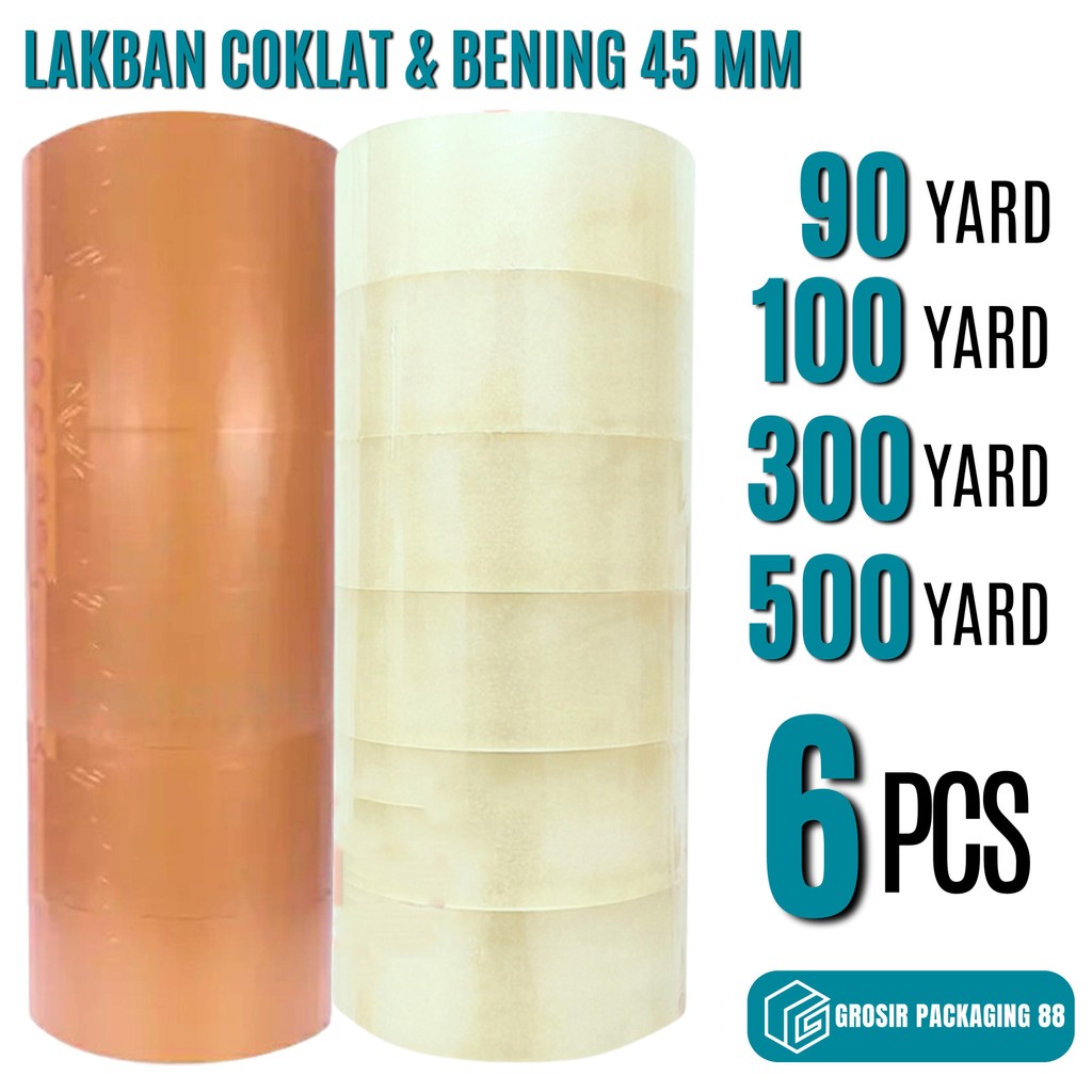 

6PCS Lakban Bening Coklat 45mm X 100Yard - 500 Yard 2 Inch