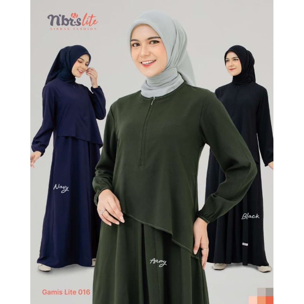 Nibras Gamis Lite 016 | Gamis Nibras Hitam Polos | Gamis Seragaman Polos Navy | Gamis Army | OOTD Hi