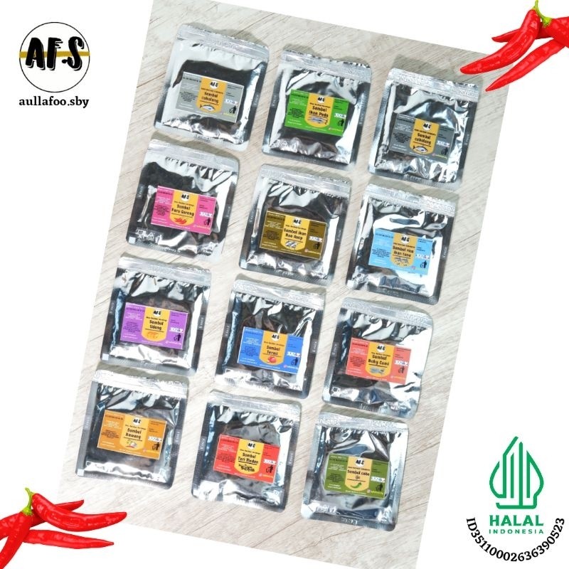 

AFS SAMBAL SACHET : BABY CUMI, TERIMEDAN,PARU,CAKALANG,TUNA,UDANG,BAWANG,OSENG MERCON,AYAM, TERASI,PEDA,ROA ASAP