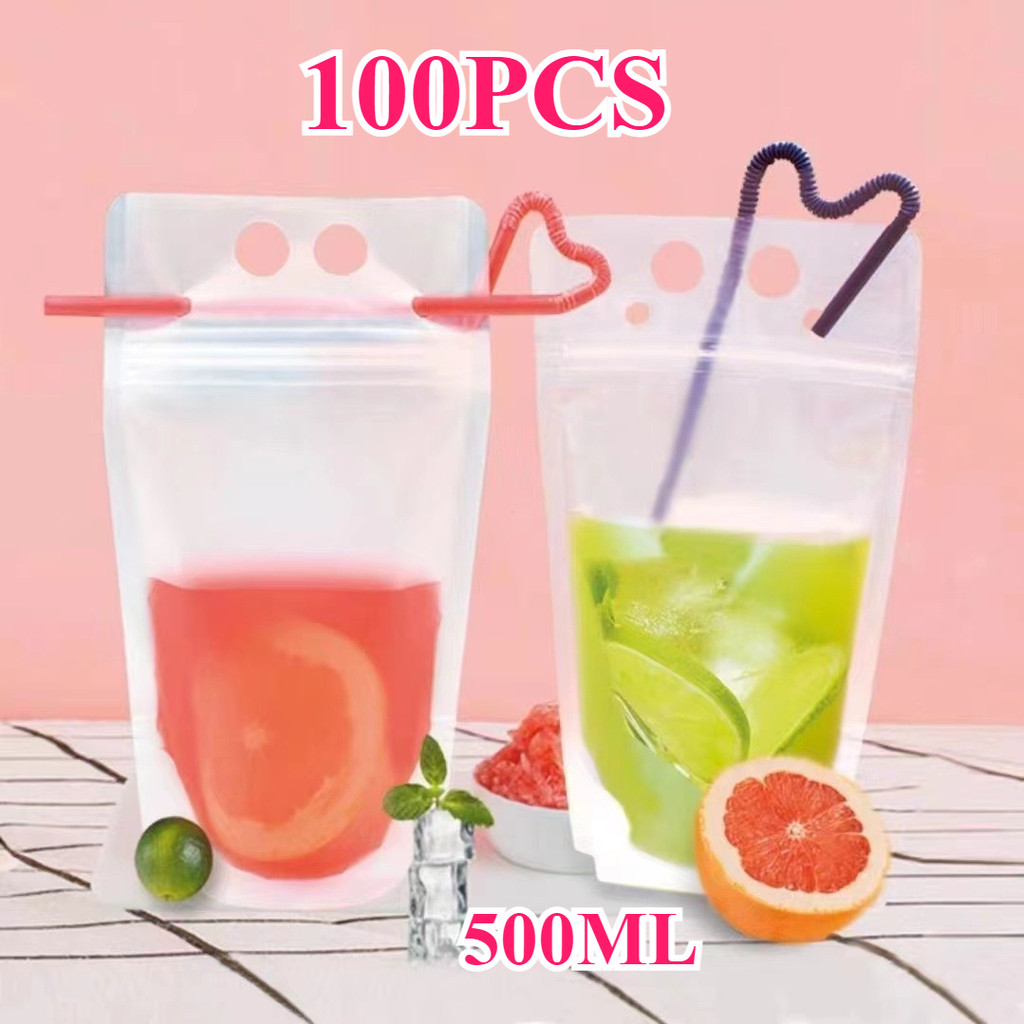 100pcs 500ml Pouch Standing Minuman Multifungsi Standing Pouch Minuman Kekinian Kemasan Minuman