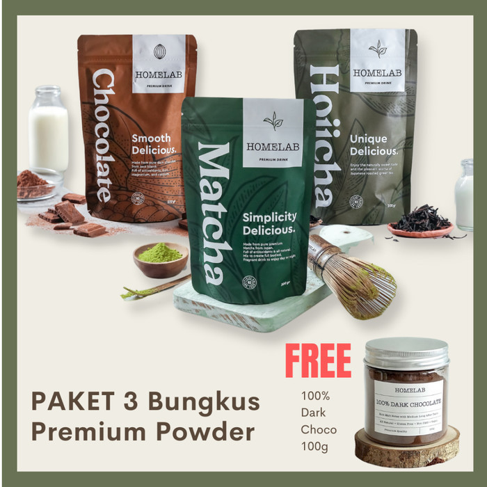 

[[ K23 - BEST SELLER ]] PROMO Beli Paket 3 Bungkus Premium Powder - Free 100% Dark Chocolate