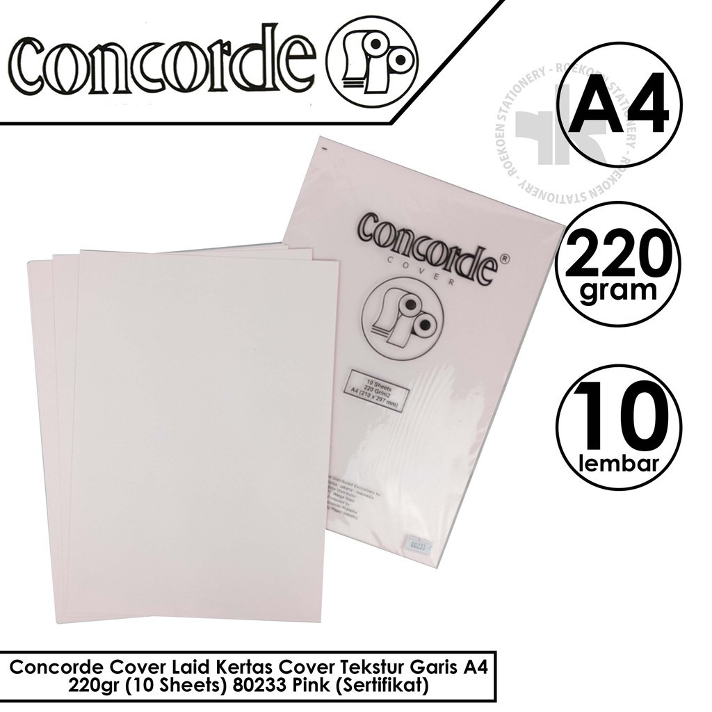 

Concorde Cover Laid Kertas Cover Tekstur Garis A4 220gr (10 Sheets) 80233 Pink (Sertifikat)