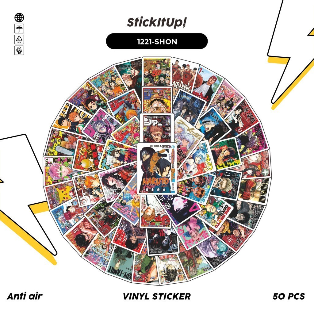

COD✨ 100 Pcs Stiker Shonen Manga V3 Lucu Aesthetic Vynil Waterproof untuk Freebies Sticker Buku Journal Casing HP Laptop