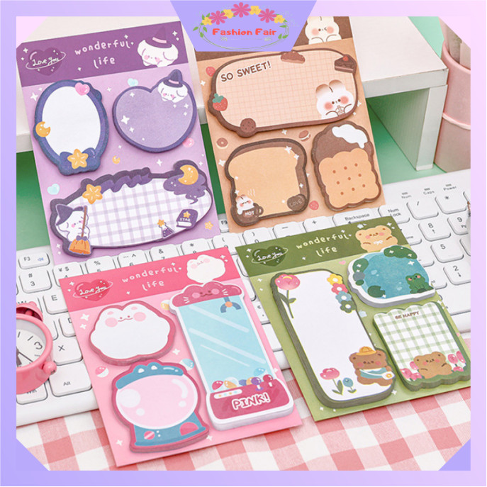 

FASHION FAIR - S6268 Tempelan Kertas Catatan Motif Karakter / Sticky Notes Kartun / Sticky Notes Lucu 3 in 1 / Memo Stick Stationery Cute