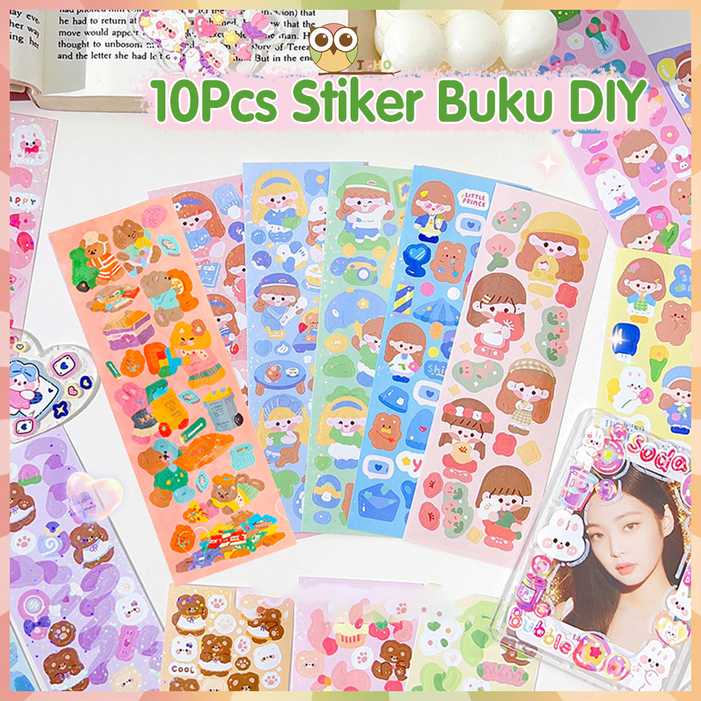 

JCHO 10Pcs Stiker Buku Harian DIY Kartun Sticker Book Cartoon Sticker Notebook Dekoratif
