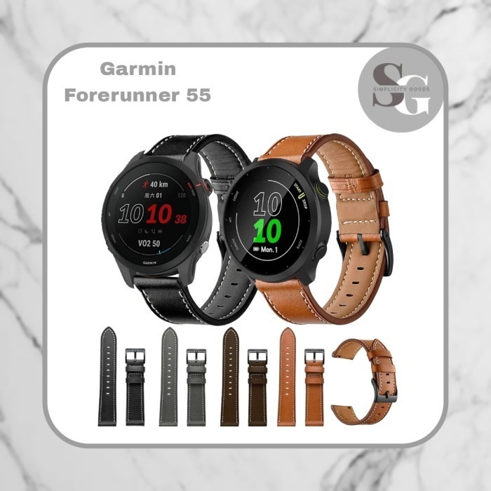 STRAP GARMIN FORERUNNER 55 SMART WATCH MODEL W3 LEATHER TALI JAM 20MM