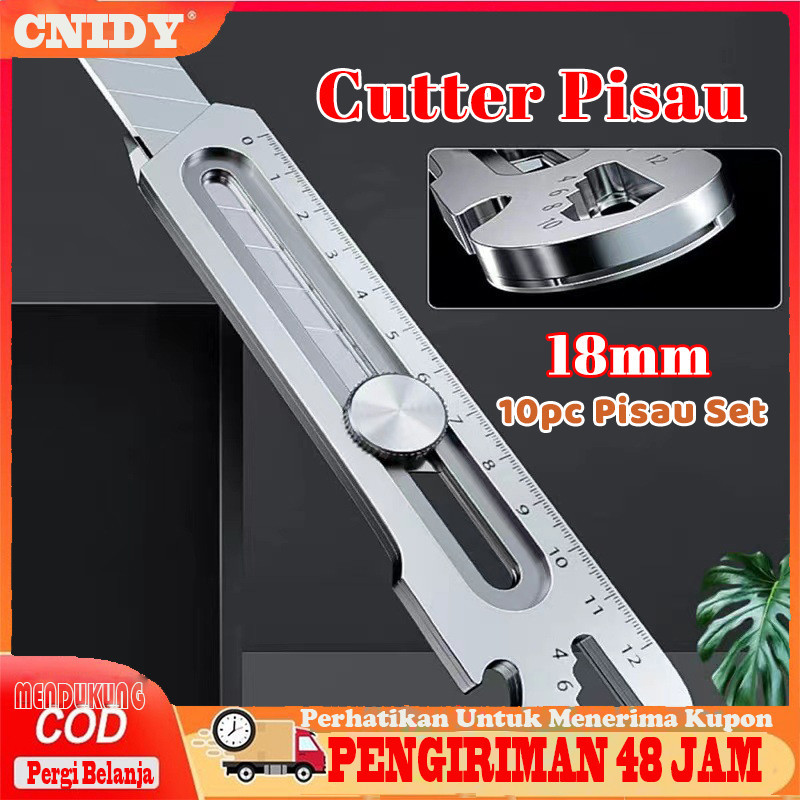 

【COD】6 in1 Pisau Cutter Stainless Multifungsi Cutter Pisau 18mm Besi Stainless Besar Cutter Pisau