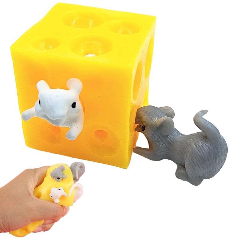 

2Pcs Mouse In Cheese Squeeze Fidget For Anxiety Autism Sensory Funny Toys For Kids Party Gifts Juguete Anti Ansiedad
