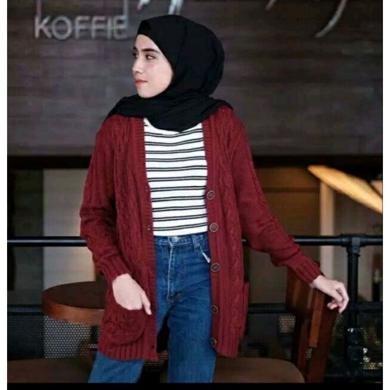 NEW STYLE✅ Cable Saku SHORT Cardigan Rajut WanitaType 3 Get/Rajut TEBAL Premium/Flash Sale *