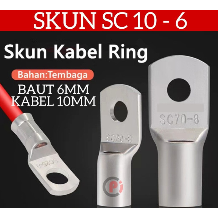 Skun Kabel Ring SC 10 6mm Untuk Konektor Kabel Listrik Ke Terminal