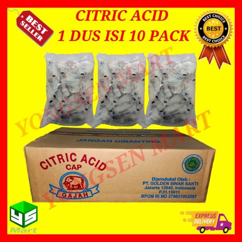 

citric acid cap gajah 1 dus @ 10 pak asam citrun pemutih pembersih