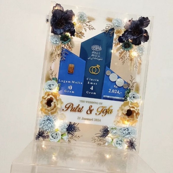 MAHAR PERNIKAHAN RUSTIC AKRILIK / MAHAR SESERAHAN FRAME AKRILIK