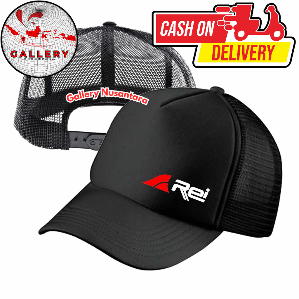 Gallery Nusantara Topi Trucker REi - Topi Distro REi Logo - Topi REi Premium - Topi Pria Dewasa - To