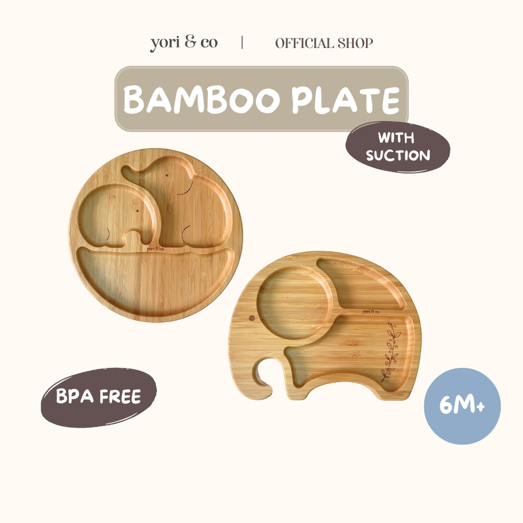 Yoriandco Bamboo Suction Plate Piring MPASI Anak Perekat