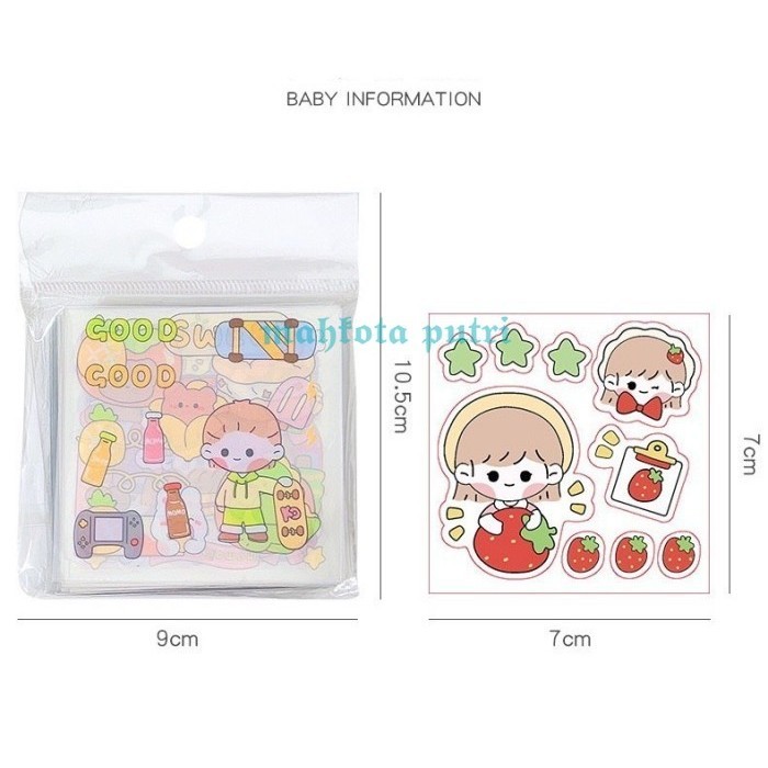 

LKM471 100 Lembar Stiker Motif Kartun Korea Lucu Anti Air Dekorasi