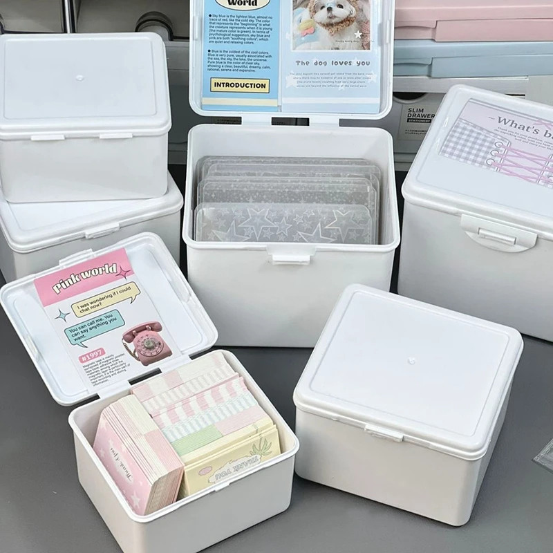 

Kpop Card Storage Box Plastic Small Card Storage Box Idol Albumes Storage Container Dustproof Jewelry Collection Organizer