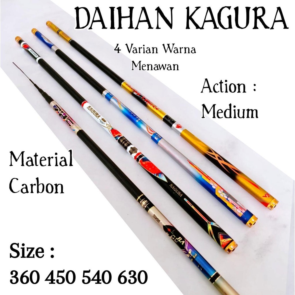 MP Daihan Kagura 360 Joran Tegek Ruas Panjang Bahan Carbon Action Medium Tongkat Pancing Tegeg Karbo