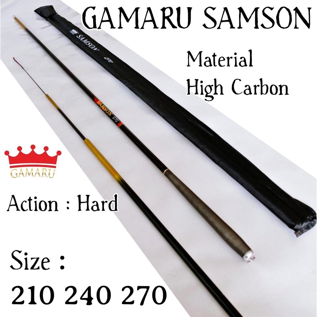 MP Gamaru Samson 270 Joran Tegek Ruas Panjang Bahan Carbon Action Hard Tangkai Tongkat Pancing Tegeg