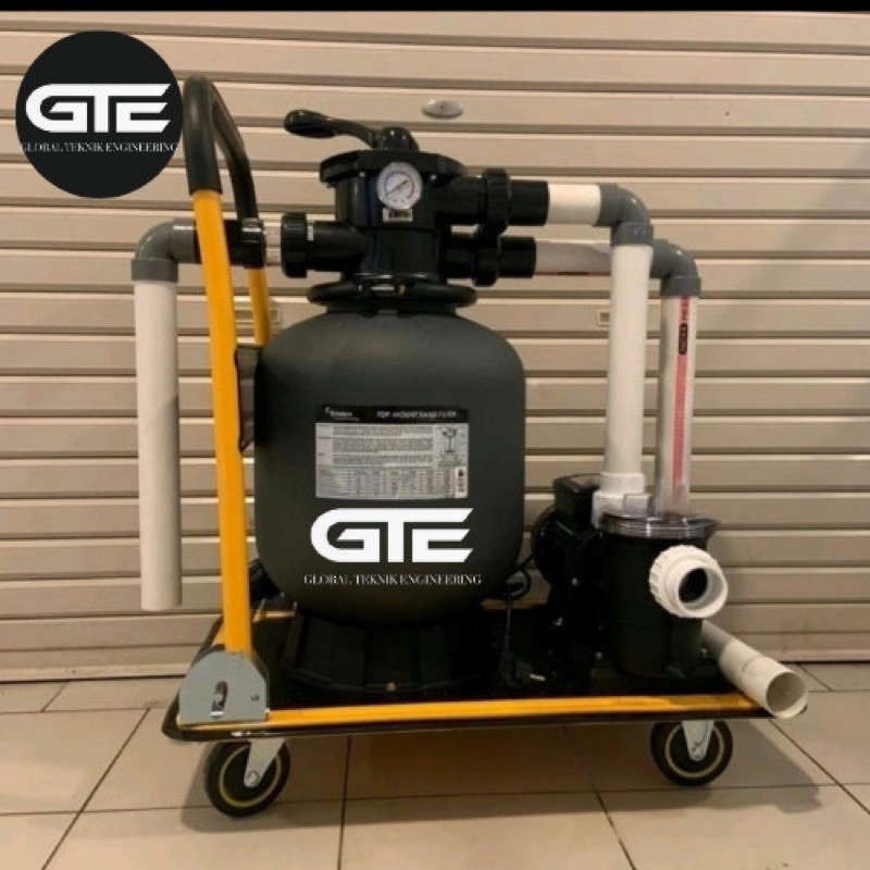 Paket Pompa Kolam Renang 1Hp Set Troli Mesin Vacuum Kolam Renang