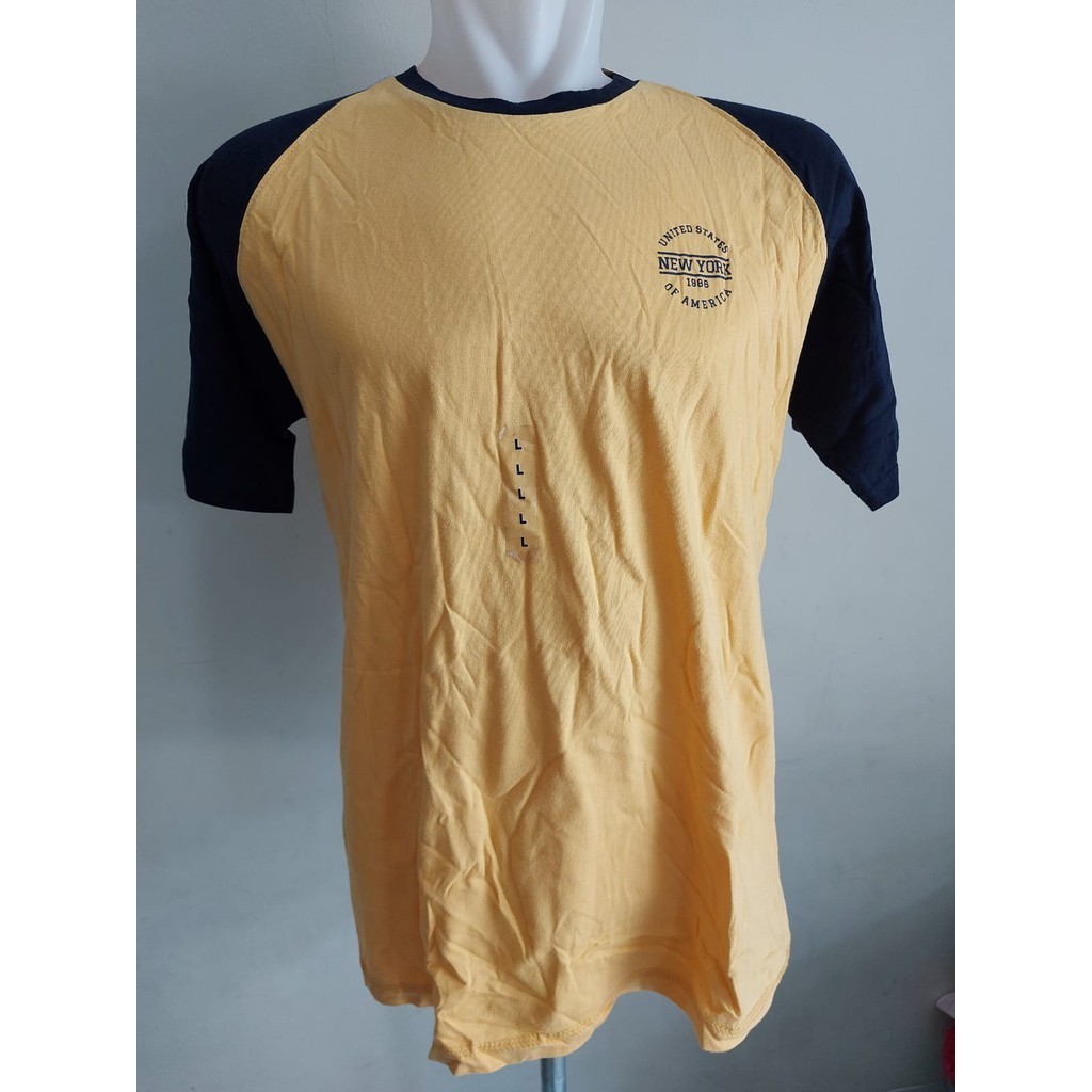 L/-KOLEKSI KAOS RAGLAN PRIA/TIZ0NE/KAOS OBLONG PRIA/LENGAN PENDEK-KUNING/2024