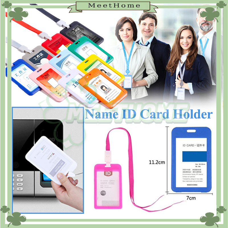 

Name Tag ID CARD Holder Nilon + Tali Lanyard/Gantungan Kartu Nama/Kartu Nama Plastik Vertical Lanyard