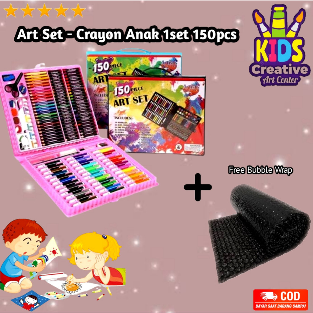 

Crayon Anak Set 150 pcs Set Spidol Alat Menggambar Mewarnai Pensil Krayon Set Art Colouring Free Bubble Wrap / B Y