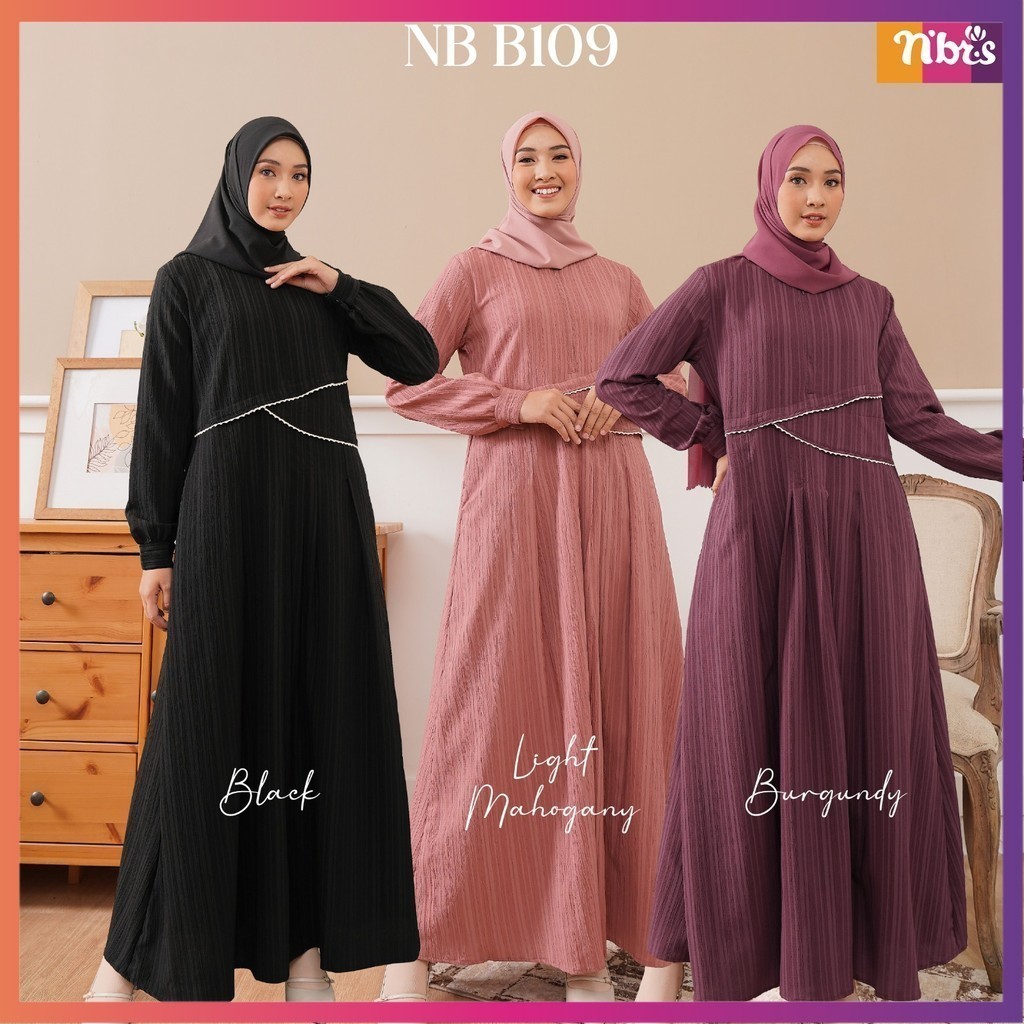 Gamis Polos Premium Nb B109 Dress Muslim Dewasa by Nibras Original
