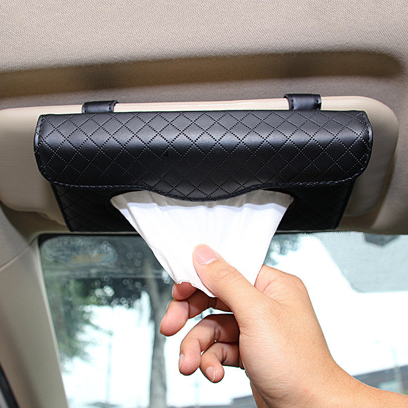 Car Tissue Box Car Sun Visor Holder Auto Interior Storage Mask Storage Box Decoration for Universal 
