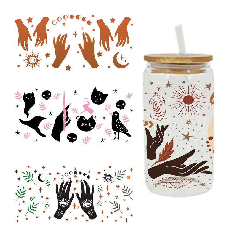 

UV DTF Sticker Sign Language Theme For The 16oz Libbey Glasses Wraps Cup Can DIY Waterproof Easy To Use Custom Decals D9163