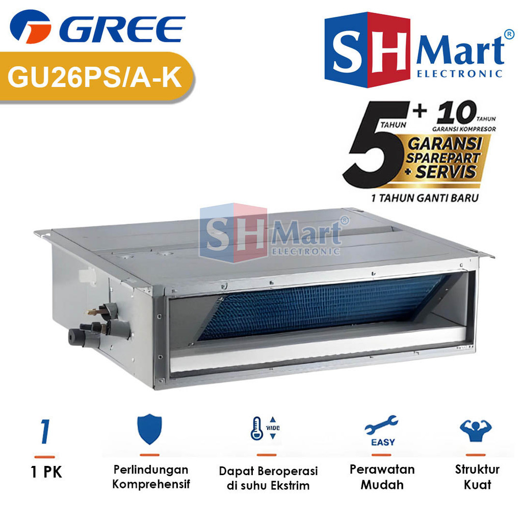 AC DUCT GREE 1 PK GU26PS/A-K NON INVERTER U-MATCH SERIES R410A GARANSI RESMI