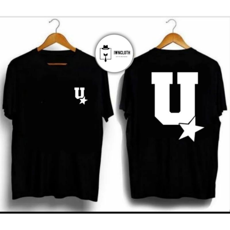 kaos inisial NAMA HURUF U STAR SABLON DTF/t-shirt kaos baju distro pria wanita