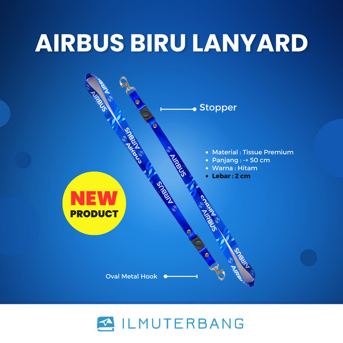 

Lanyard/ Tali ID AIRBUS BIRU Premium 2 Sisi - New Product