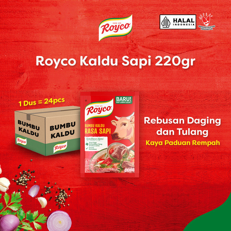 

Royco Bumbu Kaldu Penyedap Rasa Sapi Beryodium 220g (Isi 24)