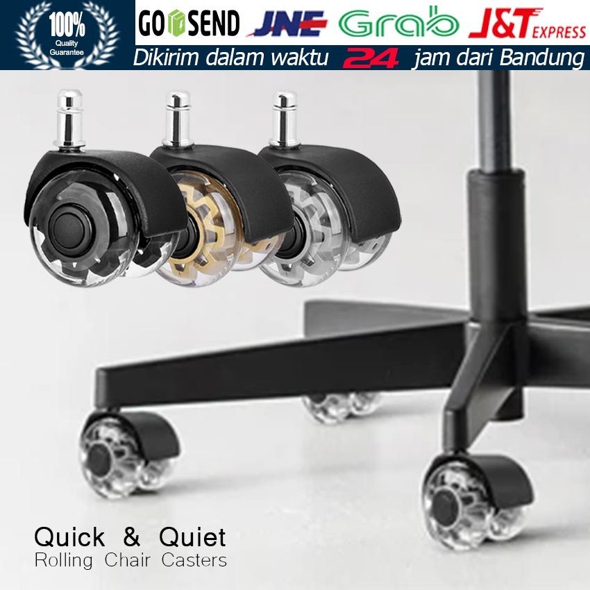 Kursi Kantor Roda / Roda Kursi Kantor Tancap Karet Transparan Castor / Roda Tancap Kursi Kantor Lapi