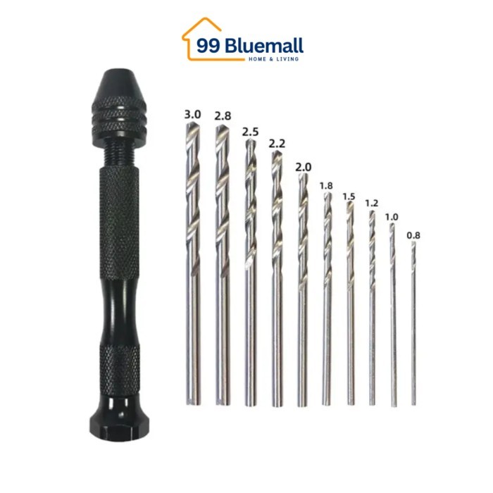 Bor Tangan Manual HSS Twist Drills Lengkap 10 Mata Bor