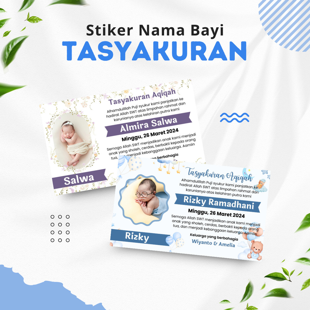 

Cetak Kartu Stiker Tasyakuran Aqiqah, Tedak Siten, Kelahiran, Selapan