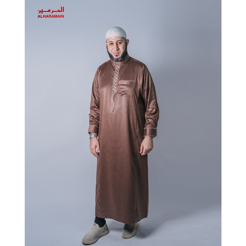 AL Haramain Jubah / Gamis Pria Dewasa Slimfit Resleting Bordir (LGH 001) | Navy | Denim | Hijau Boto