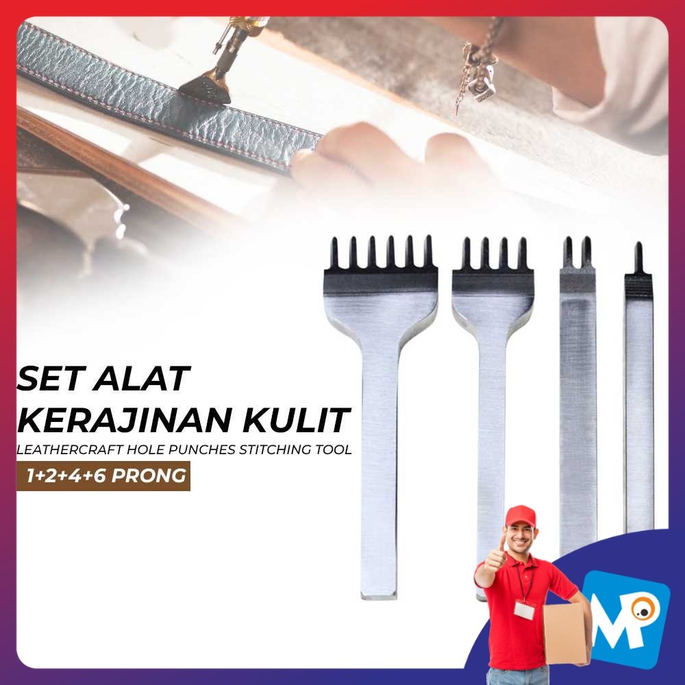 

Alat DIY Kulit Leathercraft Hole Punches Stitching Tool 1+2+4+6 Prong