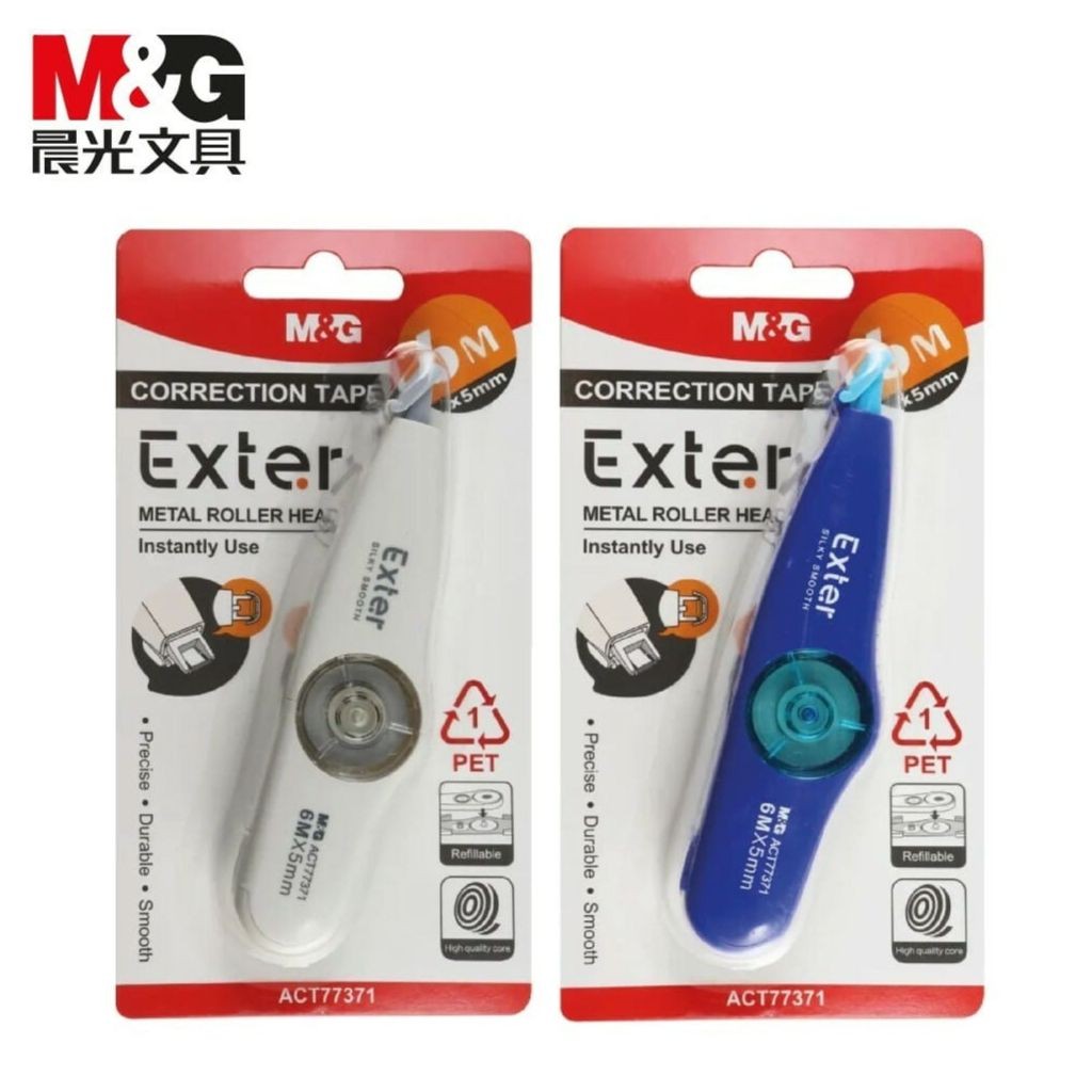 

Correction Tape M&G 6M X 5MM #ACT77371 Exter Metal Roller Head Tipex Kertas - SATUAN- SHAGB