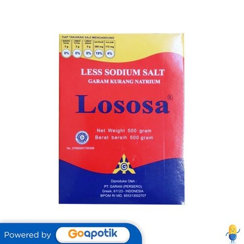 

Lososa Garam Kurang Natrium 500 Gram Box