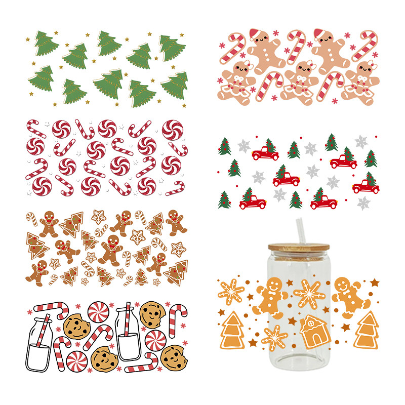 

UV DTF Transfer Sticker Merry Christmas For The 16oz Libbey Glasses Wraps Bottles Cup Can DIY Waterproof Custom Decals D1278