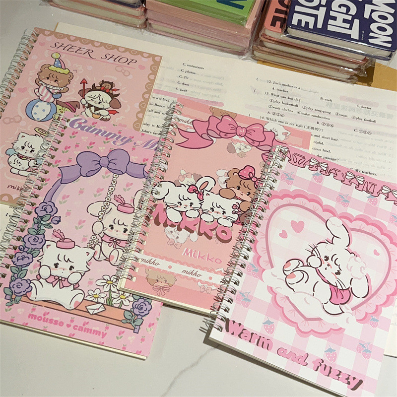 

4Pcs Kawaii Mikko Mousse Souffle Cammy Latte A5 Coil Book Notebook Sweet Student Diary School Supplies Cute Girl Birthday Gift