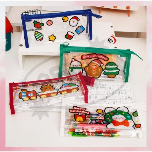 

AS COD PROMO NATAL XMAS Tempat / Kotak Pensil / Alat Tulis / Kosmetik / Transparent Stationery / Pencil / Pen / Cosmetic / Travel Motif Natal Xmas