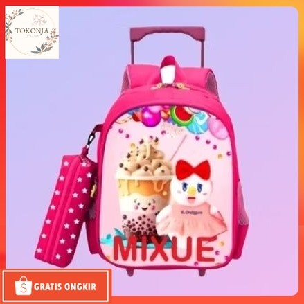 Tas Anak Lucu / troli mixue premium - tas roda anak perempuan - cod - bayar di tempat - tas dorong m