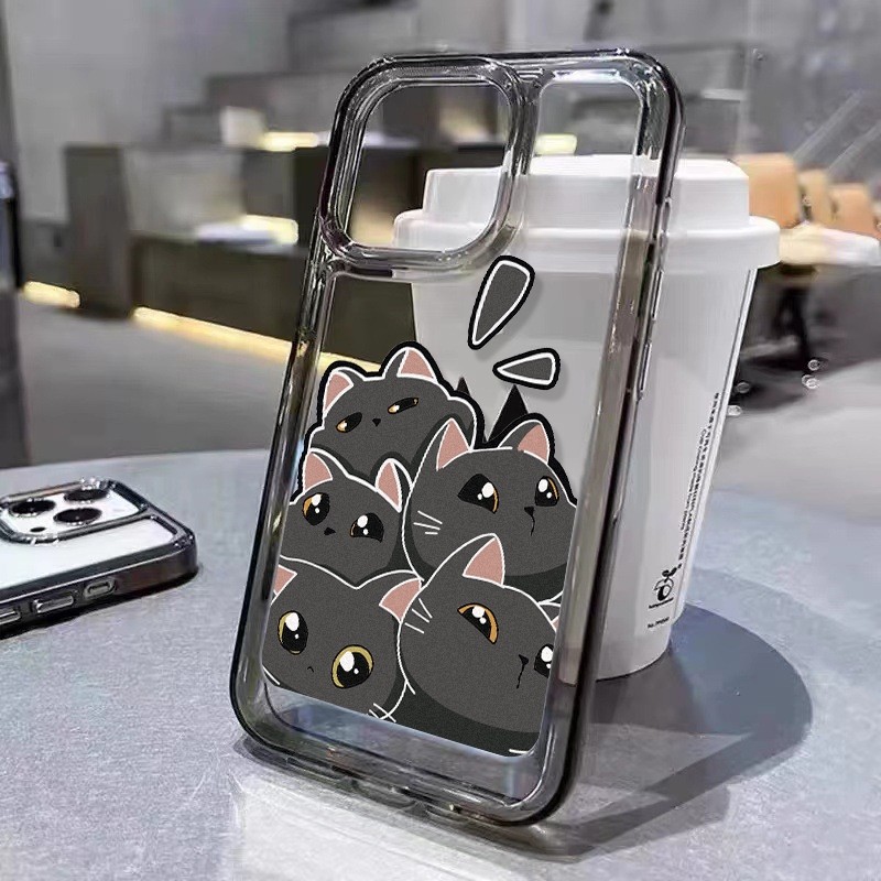 Case HP iPhone 11 Pro Max 12 13 14 15 16 Plus XS XR 6+ 7+ 8 Plus Kucing Hitam Imut