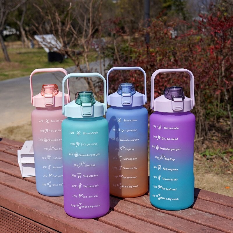 

1PC 2L Colorful Portable Large Capacity Sports Water Bottle Outdoor Home Fashion Water Cup Direct Drinking of Space Cup