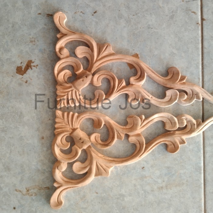 ukiran sudut 1 pasang kanan dan kiri ornamen ukir kayu tempel 30x16cm FJ12367