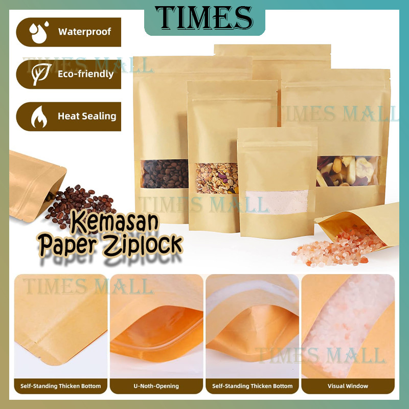 Kemasan Paper Ziplock Ukuran:(10x15cm-12x20cm-16x23cm-18x26cm-20x30cm)/Kemasan Kopi /Standing Pouch 