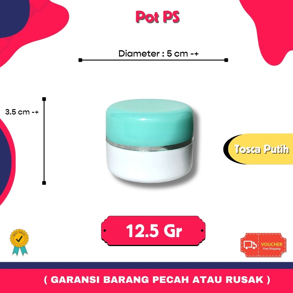 Pot PS Cream 12.5gr Tosca Putih | Pot Krim Jar Kosmetik 12,5 gram Bawah Putih