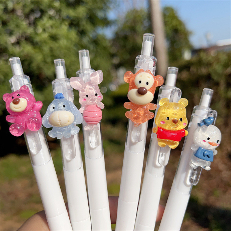 

2pcs Cute Pink Pig Gel Pen Crystal Pendant Pen Black Ink Kawaii Pens Back To School Aesthetic Stationery School Office Supplie